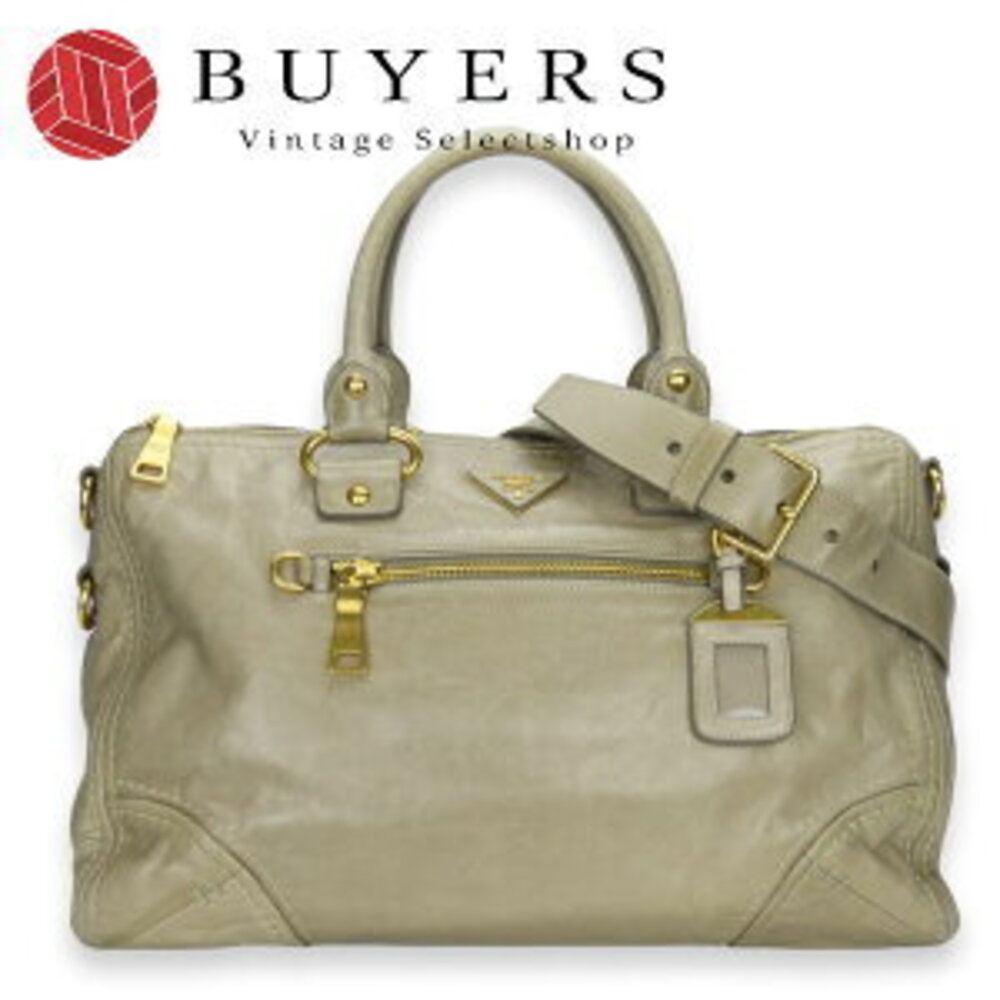Prada handbag triangular logo plate calfskin POMICE sand beige shoulder bag